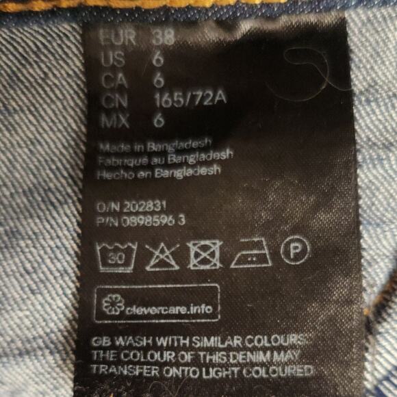 H&M Size 6 Dark Blue Skinny Jeans Stretch Denim Mid Rise Casual Everyday - Picture 6 of 7